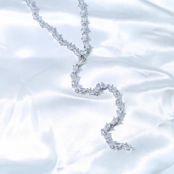 New Waterdrop Cz Long Statement Necklace With Crystal Lariat Choker Sparking Tennis Chain Necklaces For Women Wedding Jewelry