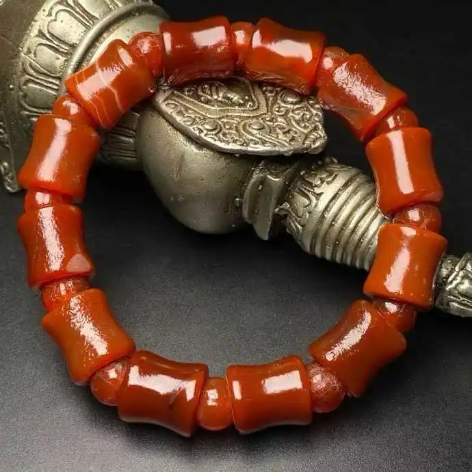 2026 Collected for many years, Red Agate Bamboo Bead bracelet