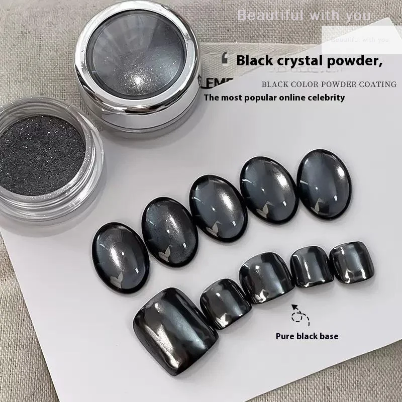 Paillettes revêtues de cristal noir, reflets brillants, breloque pour ongles, décoration pour Salon de manucure, fournitures de manucure