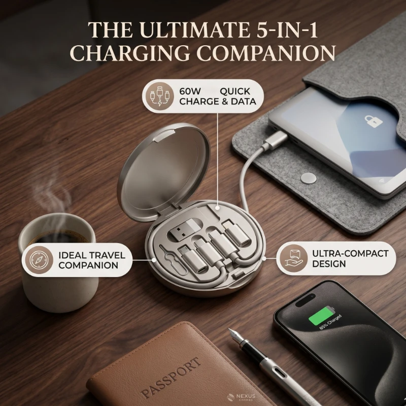 Multi USB Type C to C 60W Charging Adapter Cable Kit USB C to Lighting Conversion Set USB A& Type C to Micro/Type C Lighting