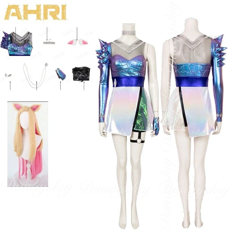 

LOL League of Moba Game Ahri Cosplay With The S10 Singing Clothes One Member Of KDA Girl Group Cosplay Costume Full Suit