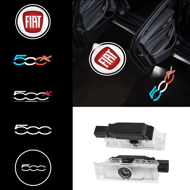 

2pcs Led Car Door Opening Warning Welcome Lights Projector Emblem For FIAT 500x 500L PUNTO-01 Door Ghost Shadow Lamp Products