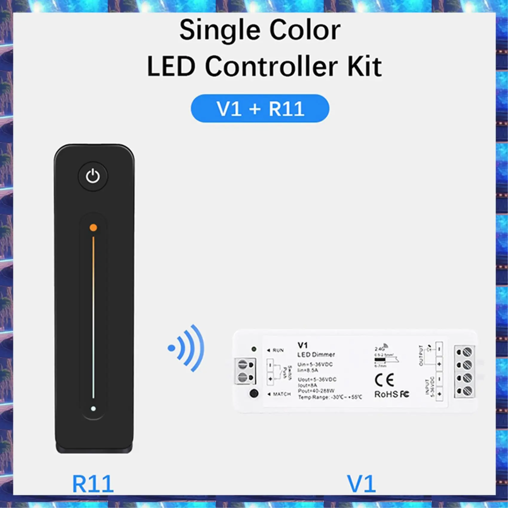 

2025 LED Dimmer 12V 5V 24V 36V 8A PWM Wireless RF Switch With 2.4G Brightness Adjustment Contact Remote For Led Single Color Str