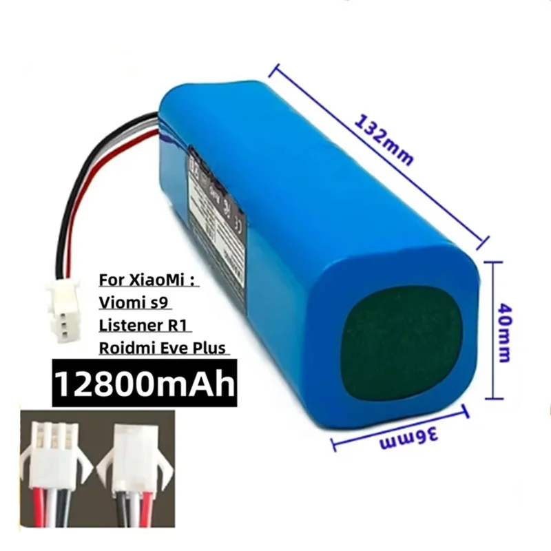 14.4V/ Robot Vacuum Battery for Xiaomi Yunmi S9, Ruimi R1, and Roidmi Eve Plus 14.8V Lithium Battery 2P4S 5200mAh