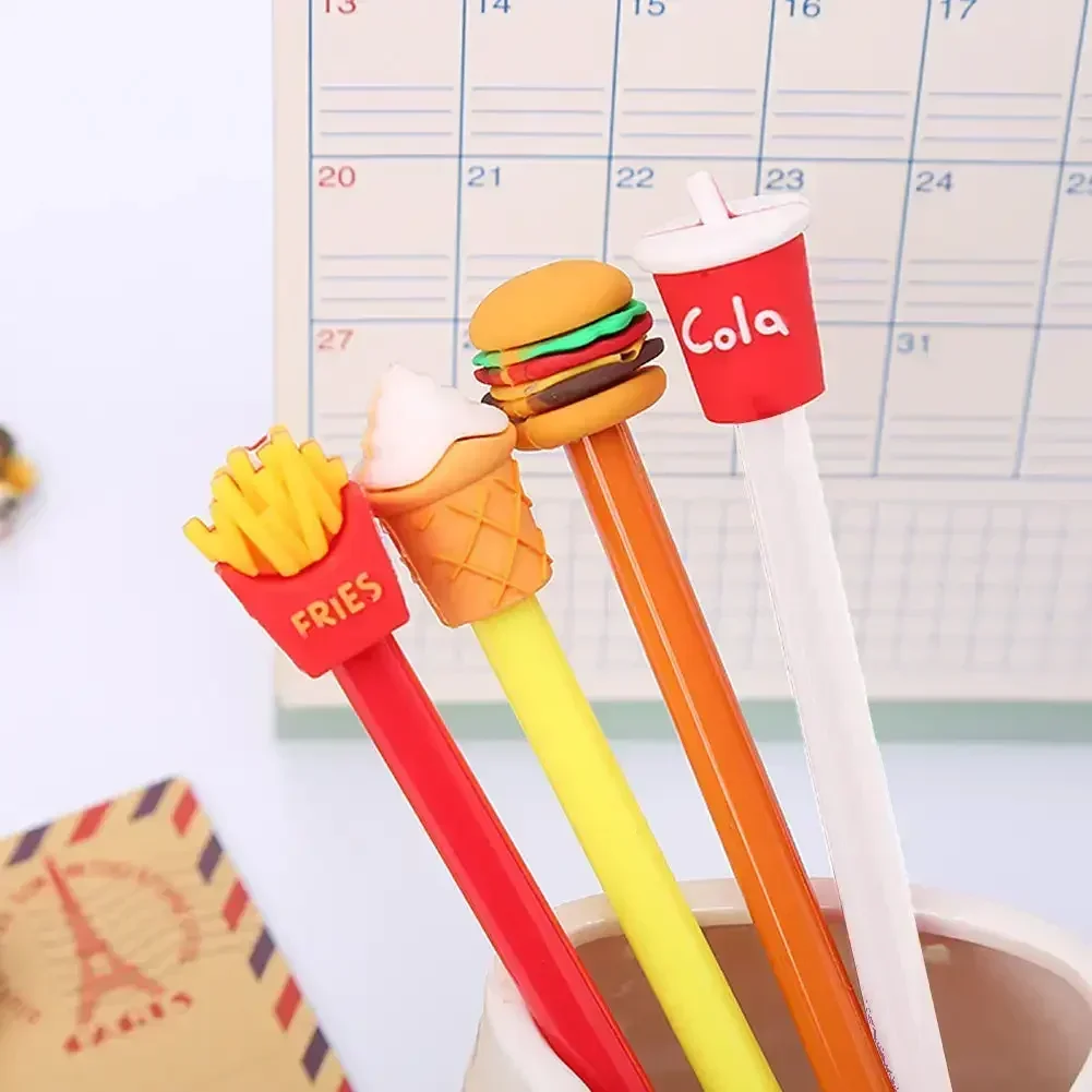 Creative Rollerball Pen 0.5mm Gel Pens French Fries Cola Hamburger Ice Cream Cute Office Stationery Student Black Signature Pen