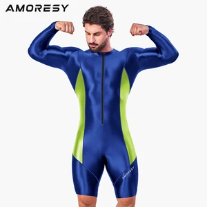 Amoresy-Men's Brilliant Wraps, Fitness Sports Leggings, Running, Front Zipper, General Jumpsuit, Multipurpose Job, Bright Tops 8 Main Men's Body Sales - №2