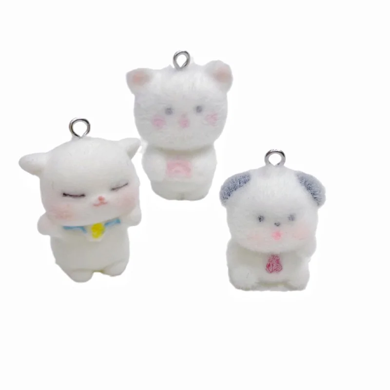 Wholesale 30pcs/lot color print animals cartoon bears shape resin dolls beads charms  diy jewelry key chain pendant accessory