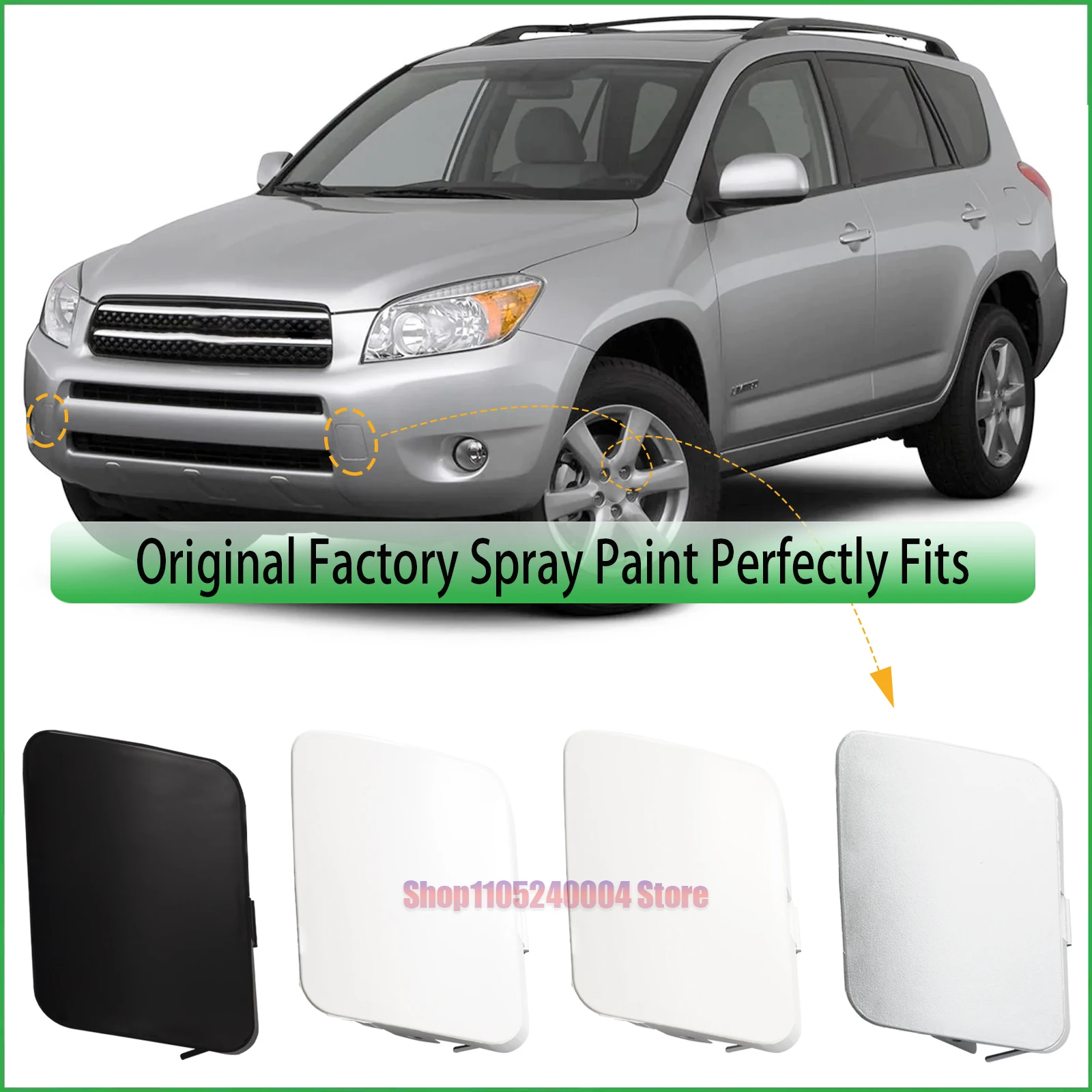 For Toyota RAV4 2006-2008 Front Bumper Tow Hook Cover Cap Set 53286-42931 53285-42930 Genuine Parts