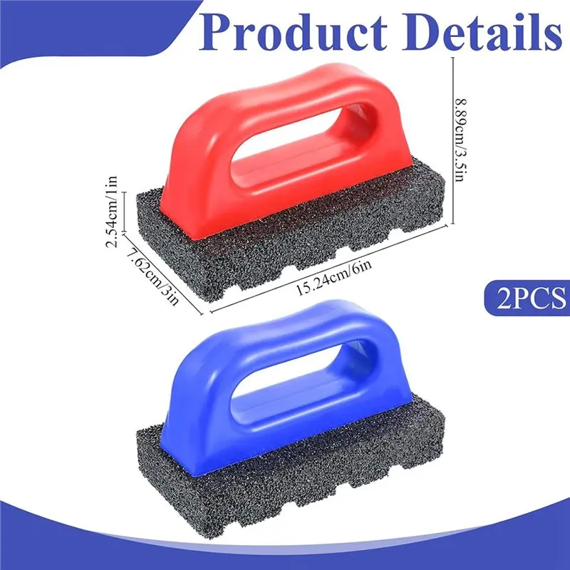 أدوات البناء 20 حبيبة فرك الطوب (عبوة من قطعتين) مع مقابض لتنعيم الخرسانة باللون الأحمر والأزرق #5