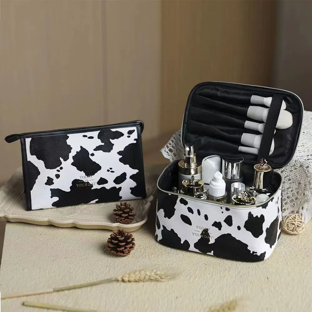 Borsa per il trucco da donna impermeabile in pelle PU, borsa per cosmetici portatile, borsa per Organizer per rossetto, borsa con cerniera alla moda