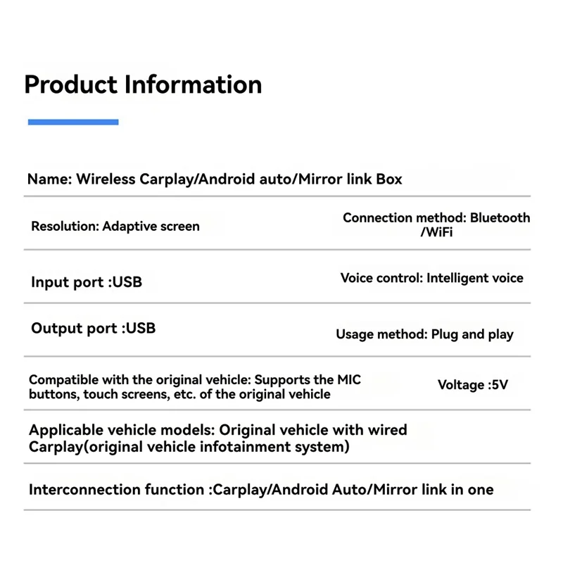 ABGI-Smart Беспроводной адаптер Carplay Android Auto Mirror Link 3 в 1, проводной USB-ключ для беспроводного Carplay Plug and Play