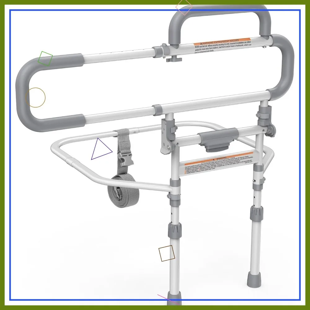 حاجز سرير قابل للتعديل وقابل للطي لسلامة المسنين - يناسب جميع أحجام السرير مع جيب تخزين