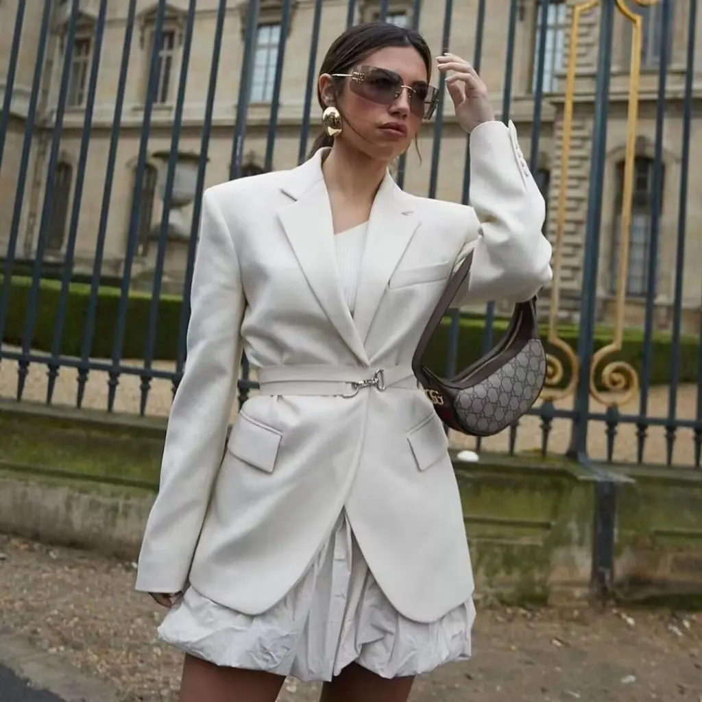 

Women's Fashion Loose Suit Jacket Spring New Waist Belt Decorative All-match Outerwear for Casual And Formal Occasions