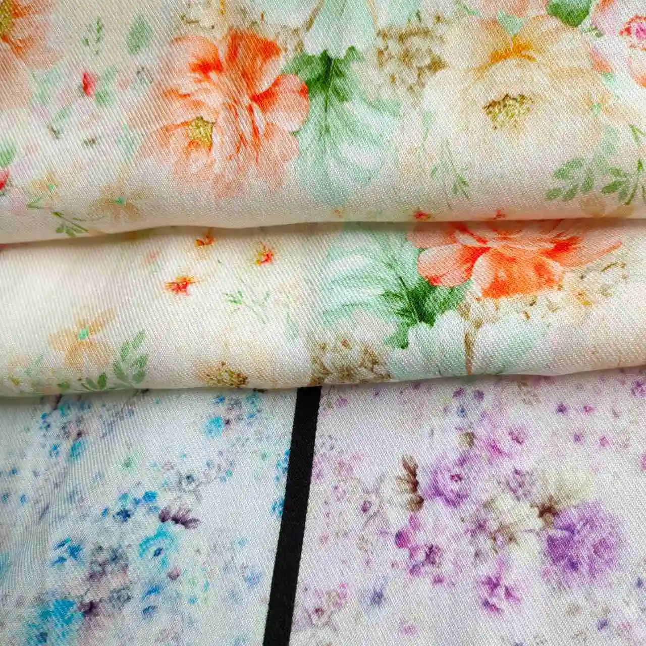 

Top quality soft double side twill rayon twill fabric, printed rayon scarf fabric