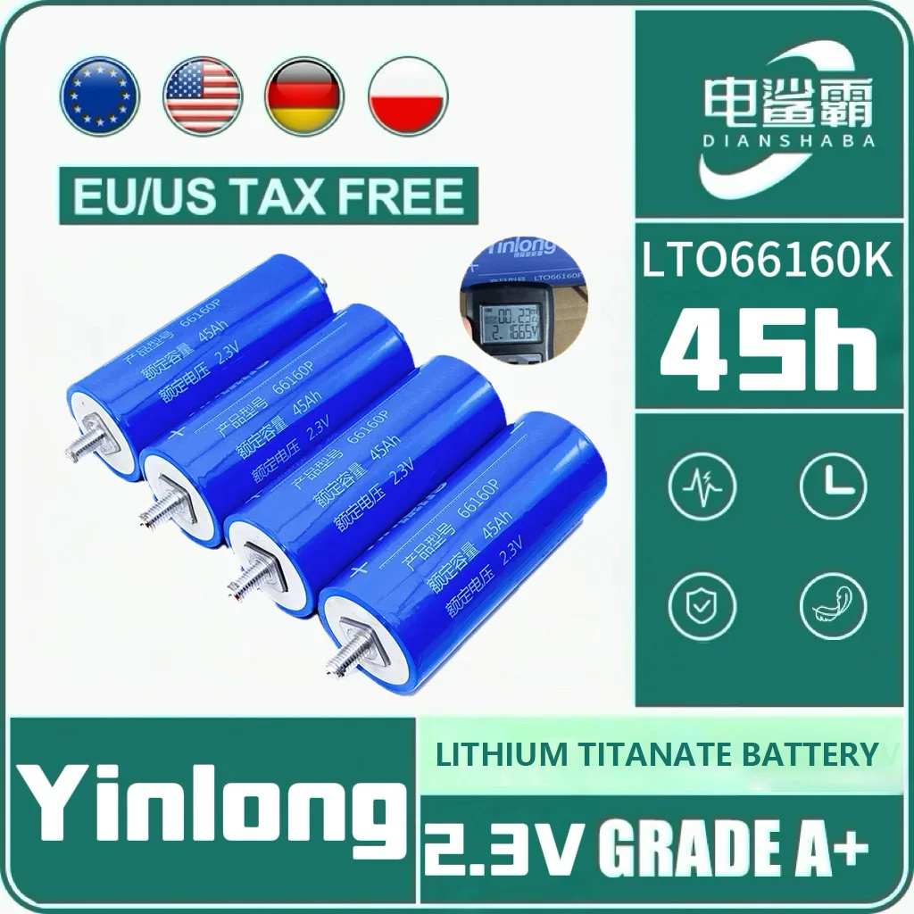 

original Yinlong 2.3v 45AH Lithium titanate battery 10C Grade A DIY 12V 24V 48V RV Car audio rechargeable battery