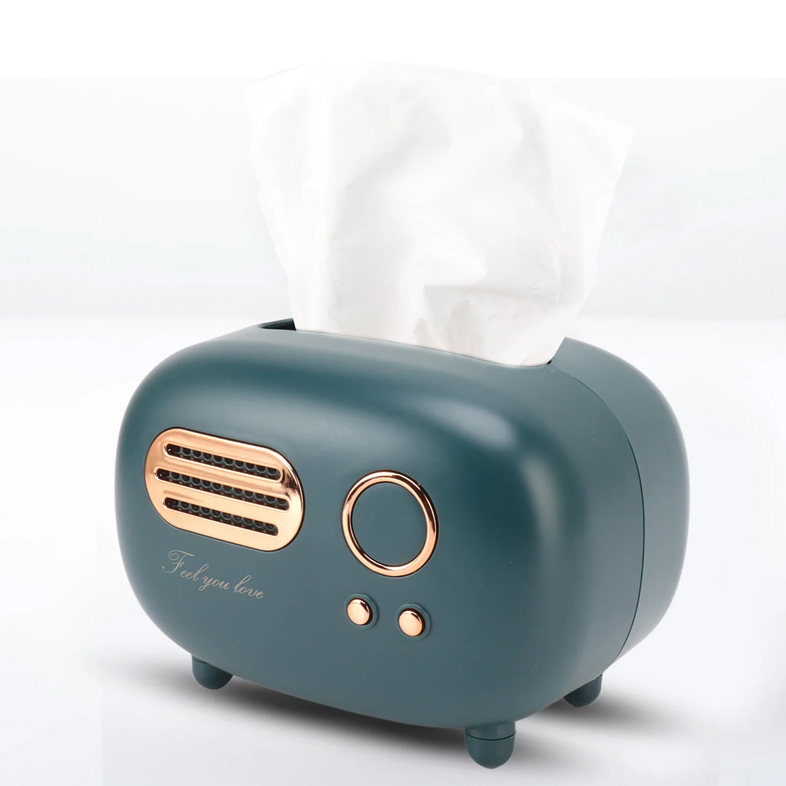 Tissue Box Plastic Decorative Vintage Radio Shaped Tissue Cover Box Napkin Storage Box for Home Bathroom Living Room Bedroom