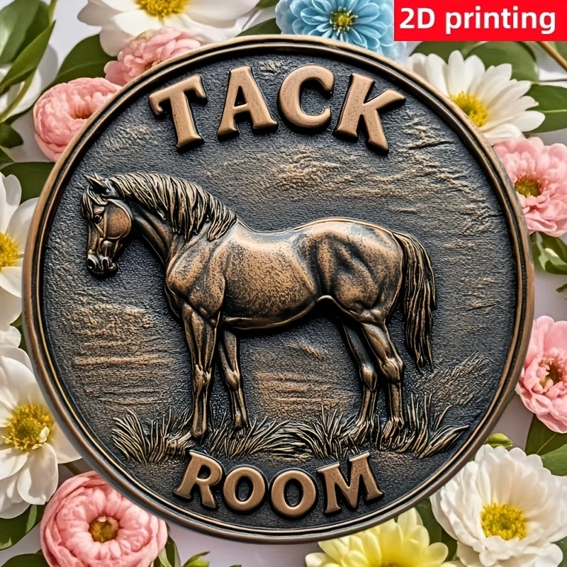 Tanda Kayu Bulat Datar 8in 2D Tanda Kayu Kuda Lucu, Poster Antik Kuda Yang Dibesarkan Secara Menyeluruh, Hadiah Pecinta Kuda Lucu