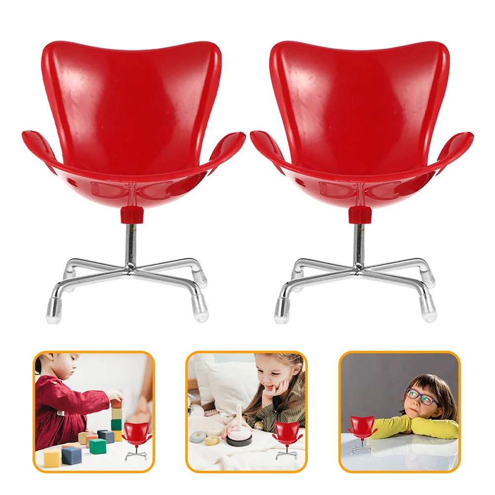 

2 Pcs Rocking Chair Egg Armchair Office Small Recliner Miniature Swivel Plastic Ornament