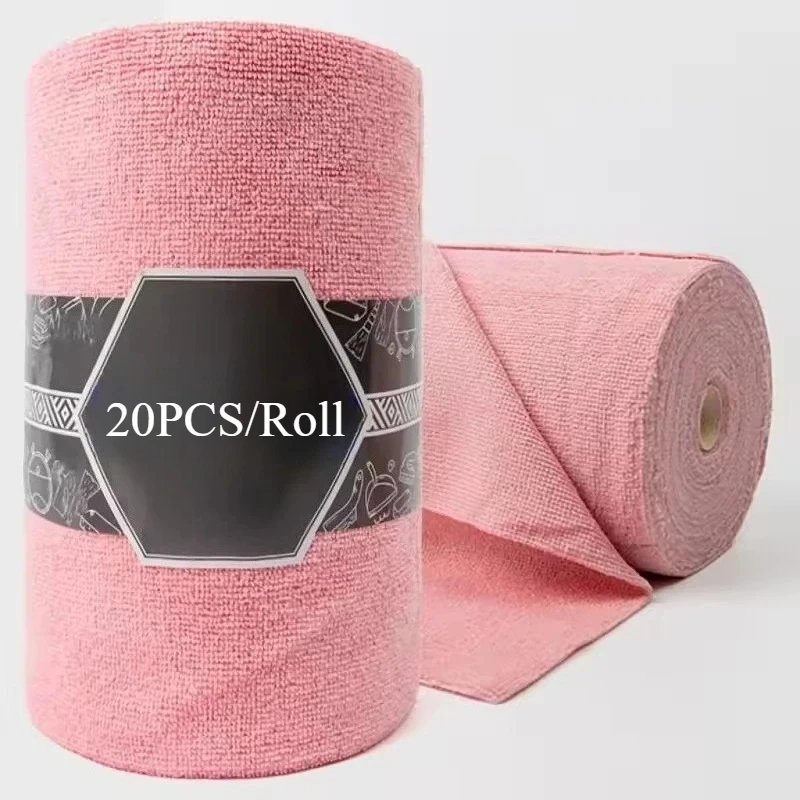 

20pcs/Roll Microfiber Tear-Towel Roll, Reusable Cleaning Rag,Multi-Purpose Dishwashing Towels For Tableware Double