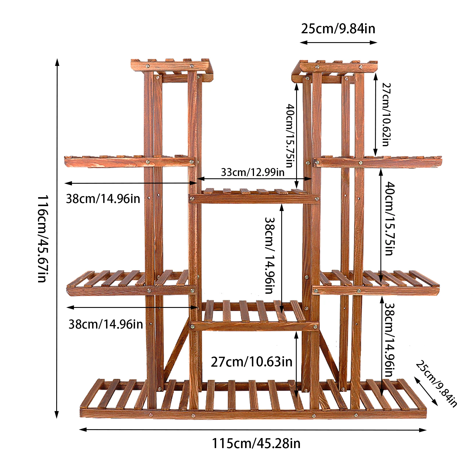Wood Multi-Tiered Plant Stand Reinforced Flower Display Rack for Outdoor Indoor Decor image 6
