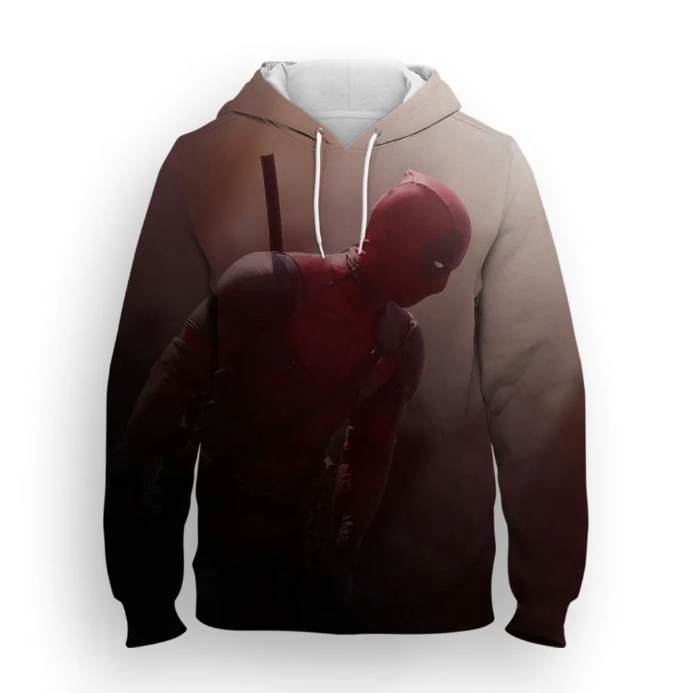 Miniso Men's Hoodie 3D Printed Deadpool Print Street Hip-Hop Style Outdoor Sports Pullover Daily Casual Men's Clothing