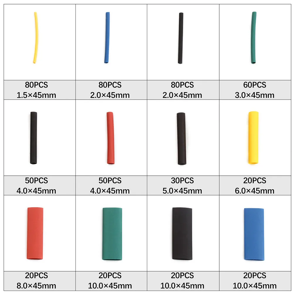 530pcs Heat Shrink Tubing Kit Polyolefin Waterproof Insulation Tube For Wire Cable Repair Protection Sleeve Electrical Wrap Wire