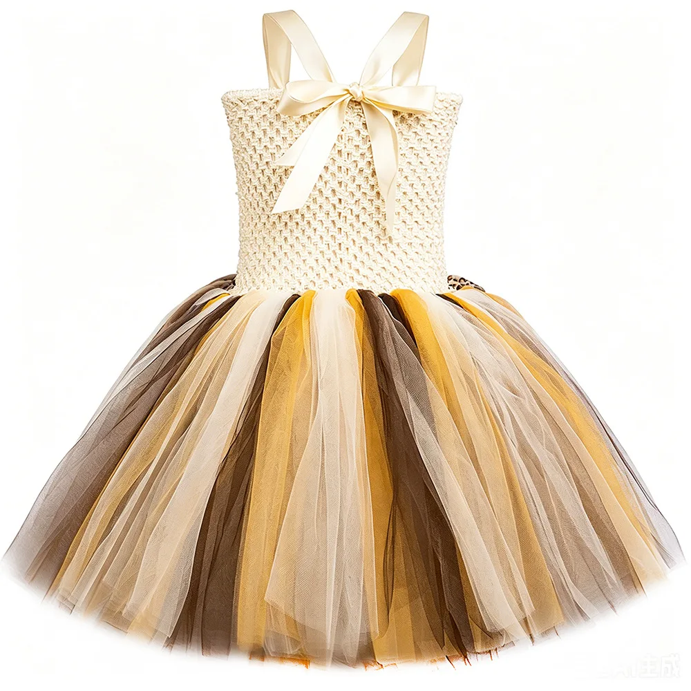 Halloween Tulle Tutu Dress Fluffy Layered Mesh Gown Soft Airy Skirt Delicate Princess Style Apparel With Ruffled Shoulder Detail
