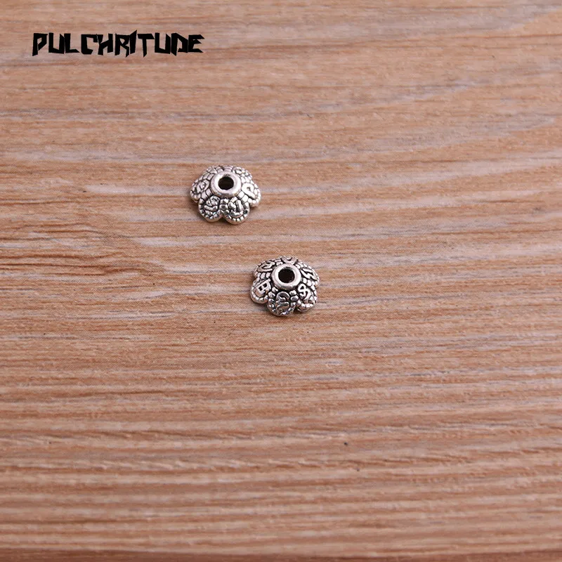 100pcs 3*8*8mm Two Color Bead Caps Charm Hollow Flower Letter Pendants Jewelry Accessories DIY Receptacle Charms