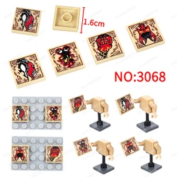 Seal Pattern 3068 Building Block Printed Tiles 2x2 Demon Magic Anger Jealousy Fear Greed Figures Parts Models Children Gift Toys