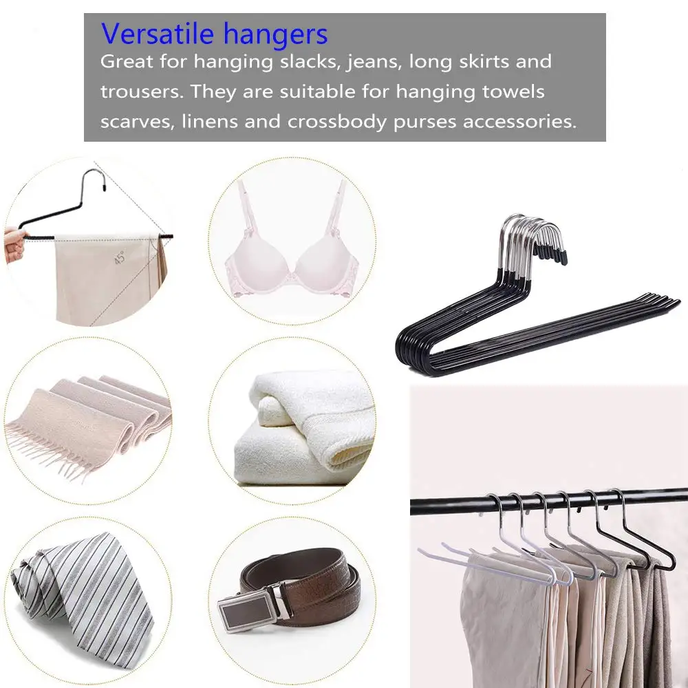 5pcs Open Ended Metal Jeans Hangers Space Saving Hanger for Pants Closet Storage Organizer for Clothes Leggings Trousers Slacks