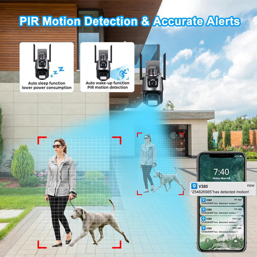 8MP 4K 4G Sim Card Camera HD Dual Lens Dual Screen 8x Zoom PTZ Human Detection Waterproof Night Vision IP Cameras Security CCTV