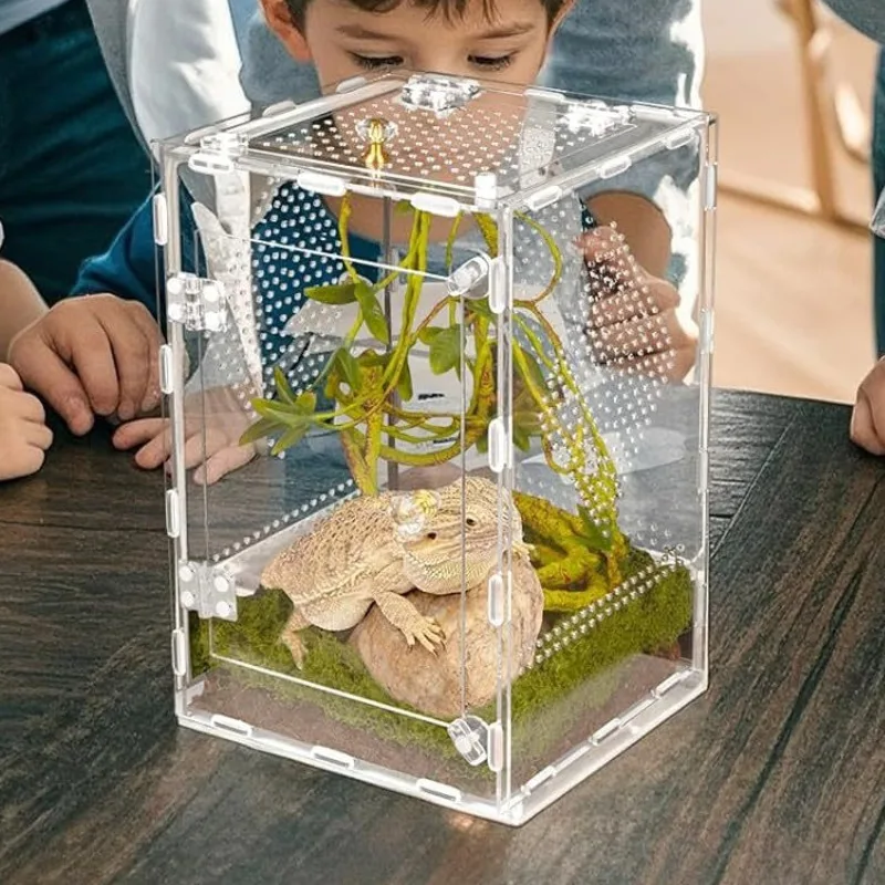 

Transparent Acrylic Reptile Breeding Box Large Desktop Display Enclosure For Geckos Lizards Snakes Insects Home Desk Decor