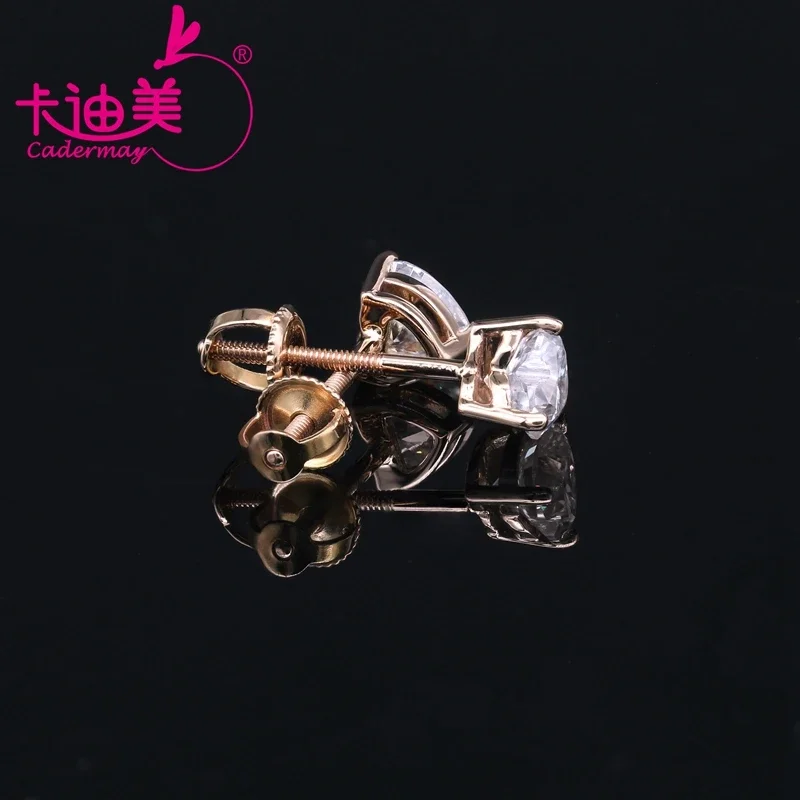 CADERMAY 5x5mm D VVS Moissanite Earring 14K Rose Gold Stud Charms Earrings For Women Girls Custom Fashion  Jewelry
