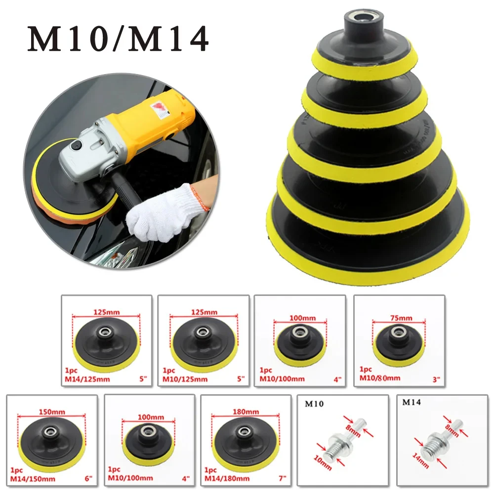 3/4/5/6/7inch M10 M14 Backing Pad Sanding Holder Disc Hook and Loop Polishing Backer Plate Drill Rod for Polisher Grinding Tool