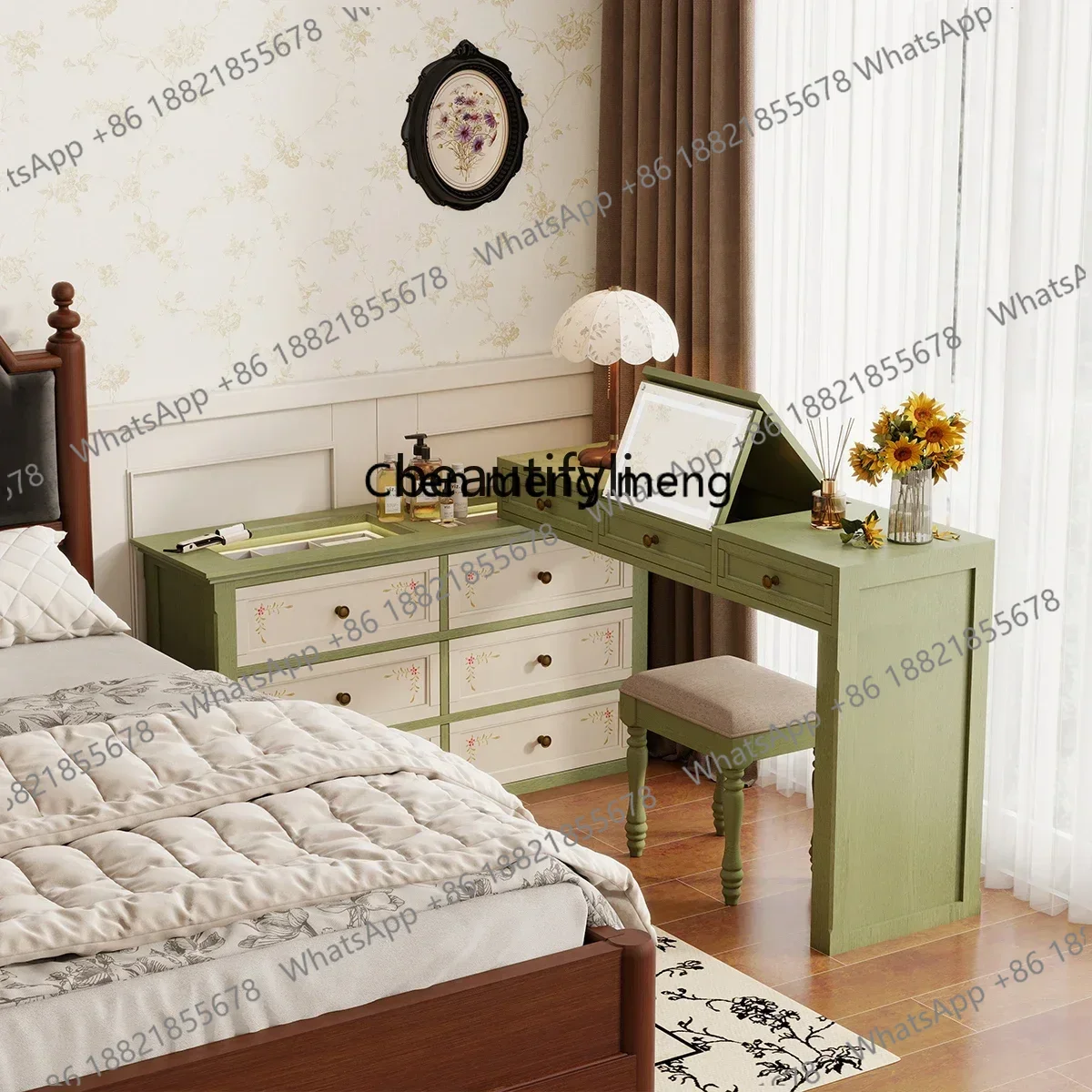 

xzAmerican jewelry dresser combination master bedroom bedside cloakroom chest retro furniture