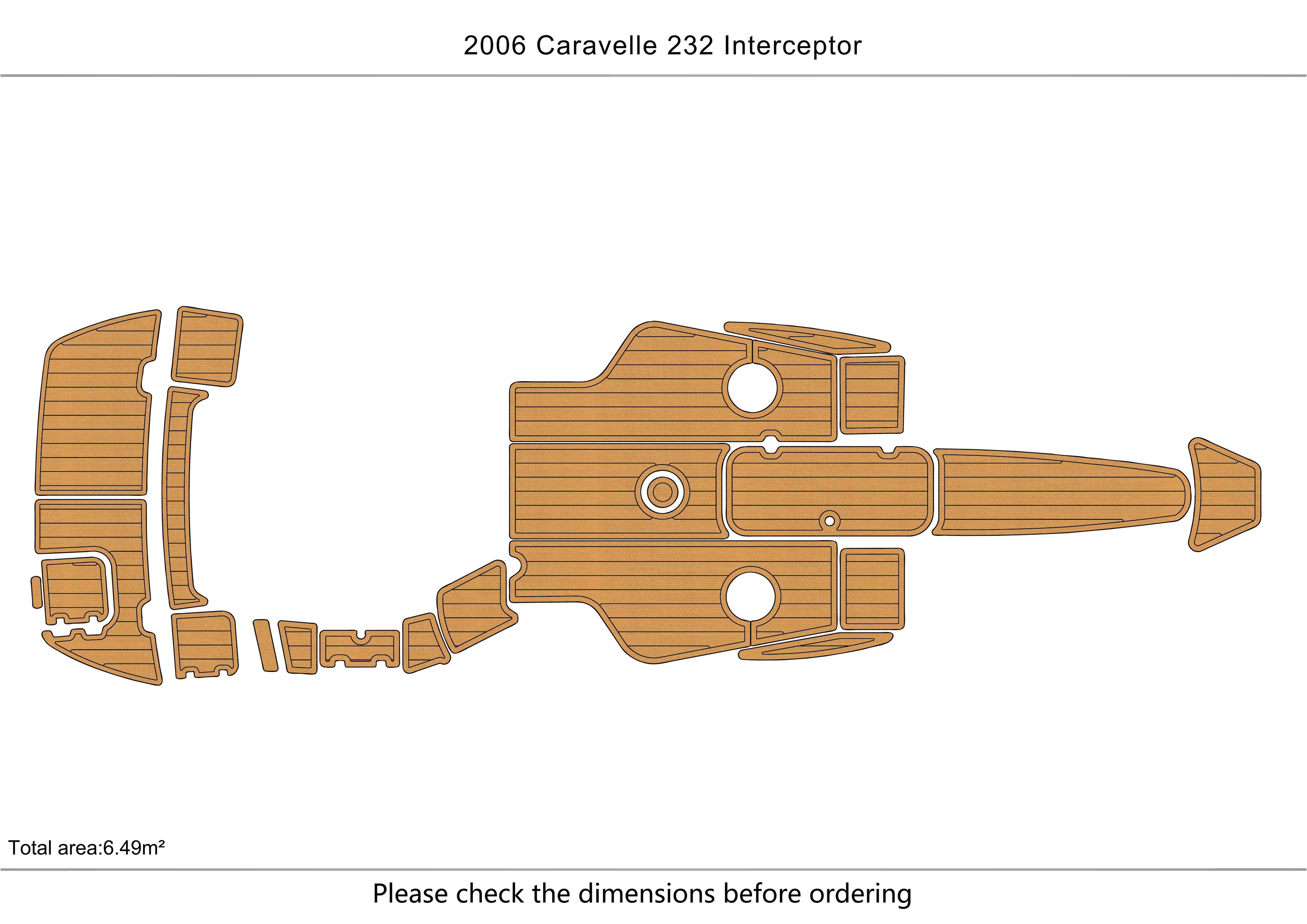 2006 Caravelle 232 Interceptor Cockpit swimming platform  Bow 6mm EVA TEAK FLOOR Non-slip mat