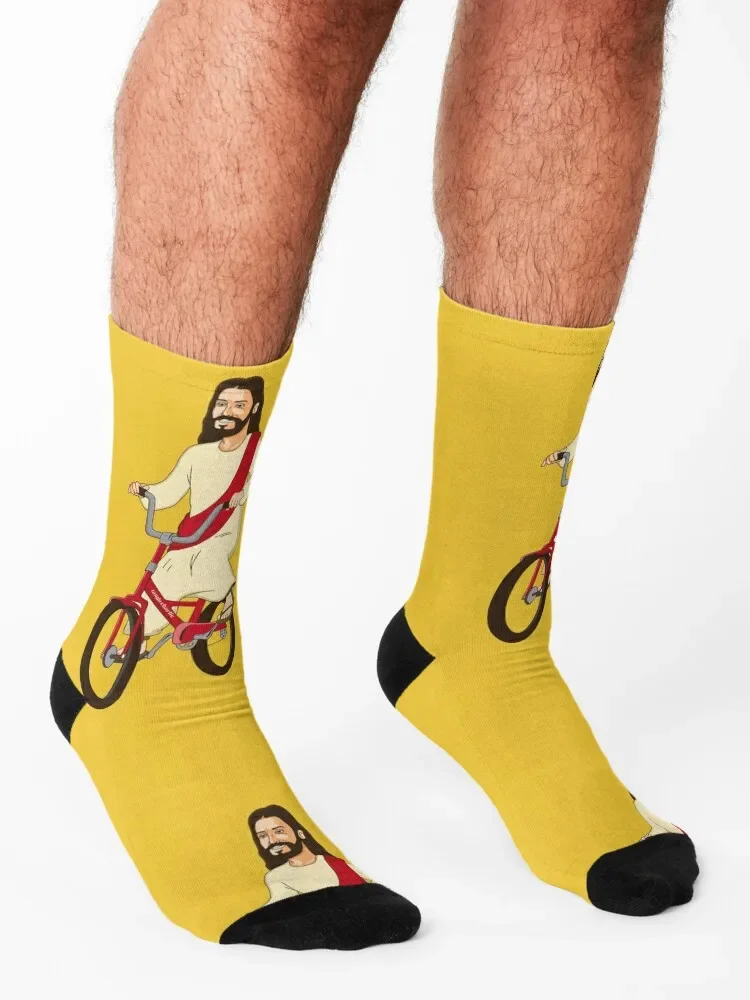 Christ on a Bike - Funny Religious Lord Jesus Church Group Easter Gift Socks soccer anti-slip cool Male Socks Women\'s