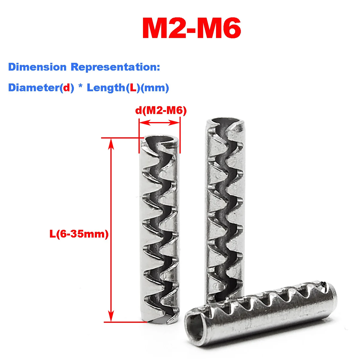 304 Stainless Steel Serrated Elastic Pin / Toothed Hollow Cylindrical Pin / Toothed Positioning Pin / Serrated Pin