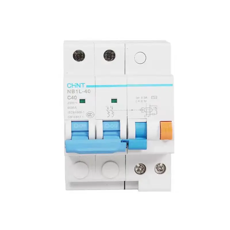 CHINT Leakage Circuit Breaker NB1L-40 1P+N 2P Electromagnetic Differential Switch RCBO Type C 10A 16A 20A 25A 40A