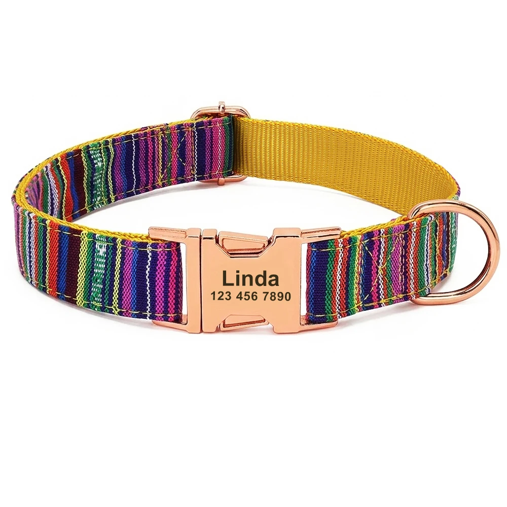 Individuelles Hundehalsband aus Nylon, Kostenlos Graviertes Haustier-ID-Halsband mit Namensschild, Verstellbare Schnalle für Kleine, Mittlere und Große Hunde – Detail 8