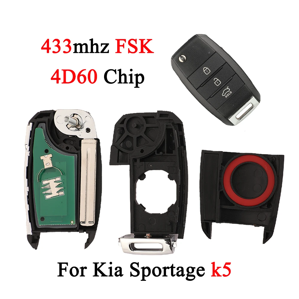jingyuqin 3 Buttons 433mhz FSK 4D60 Chip Car Remote Key Fob For Kia Sportage k5 Auto Control Key Fob