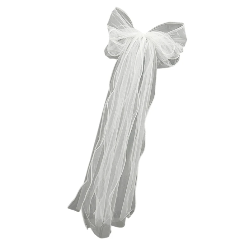 F42F Bridal Veil for Wedding Party Multilayer Veil Oversized Bowknot Photo Props