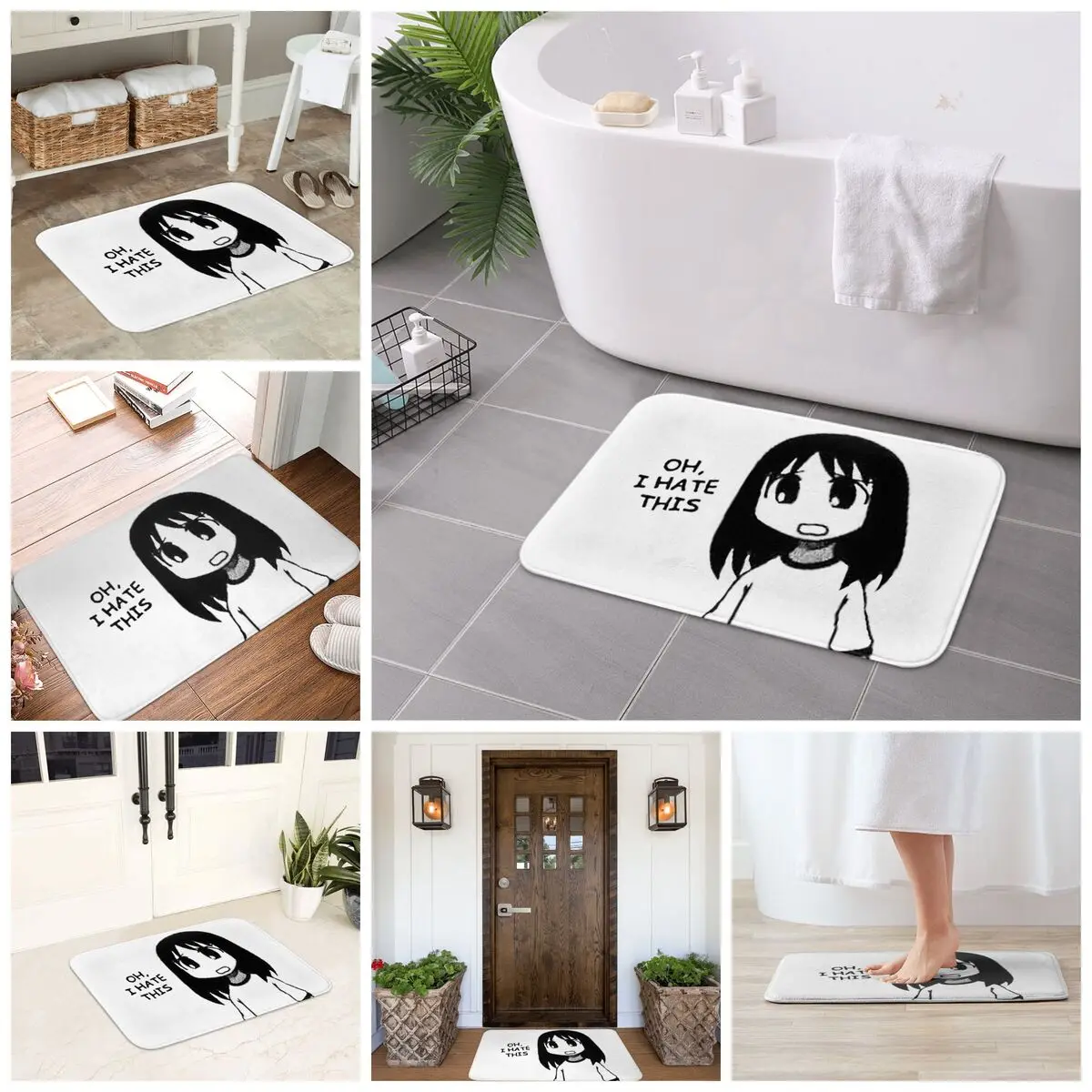 متفتحة - تحقق من الملف الشخصي Azumanga Daioh Osaka Ayumu Kasuga ممسحة أرضية غير قابلة للانزلاق سجادة مقاومة للغبار سجادة وسادة للقدم