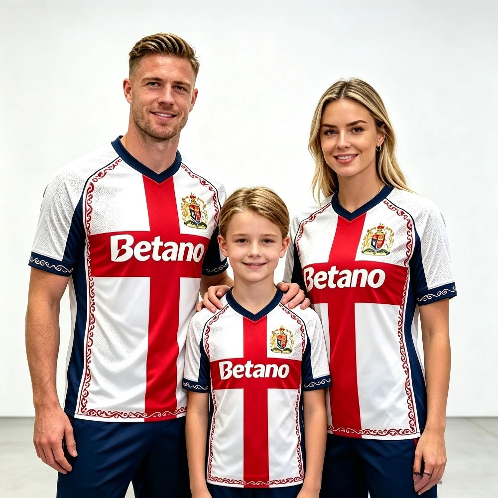 Nouveau T-shirt imprimé Betano Croix de Saint-Georges de l'Angleterre 2026 – Respirant, décontracté, à manches courtes, pour le football et le sport – Tenues de famille