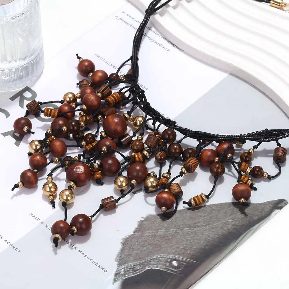 الإبداعية اليدوية مطرز الربط الذهب اللون الكرة قلادة شرابة قلادة