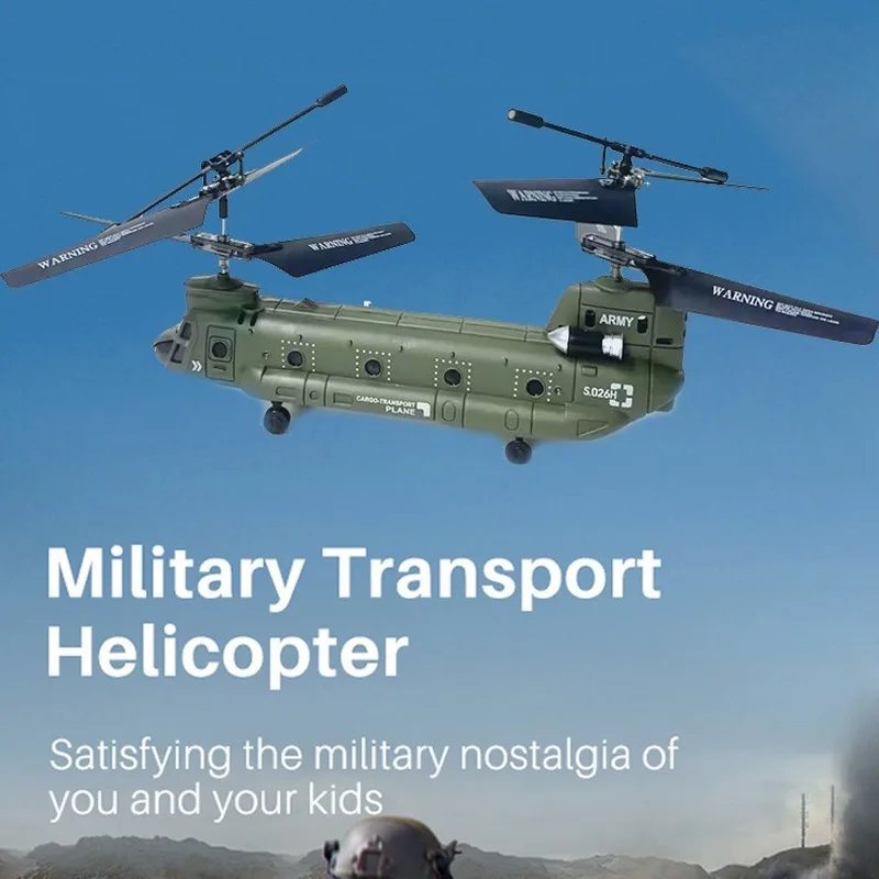 

S026h Three-Channel Double-Propeller Fixed Height Military Transport Helicopter Remote Control Model Aircraft Toy Holiday Gift