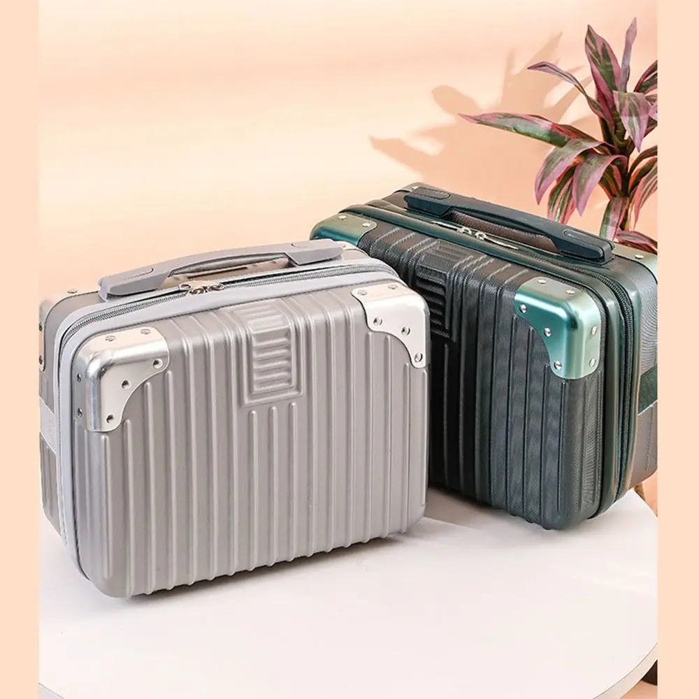 14 inch Cosmetic Box Hand Luggage Organizer Makeup Case Small Mini Travel Suitcase Password Box Boarding Case With Metal corner