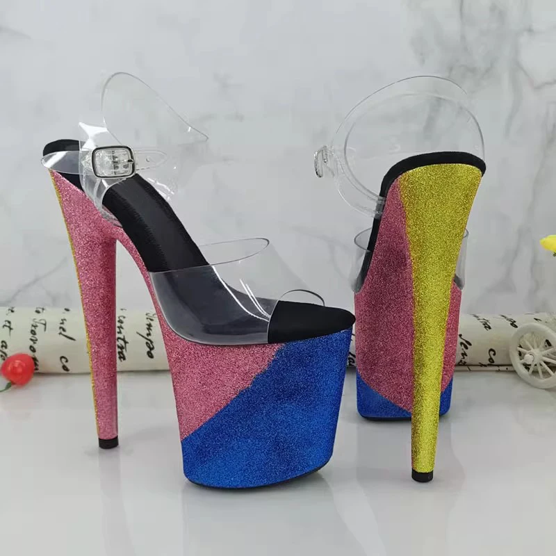 

LAIJIANJINXIA New 20CM/8Inch PVC Upper Sexy Exotic Women/Girl Sandals Platform Fashion High Heels Pole Dancing Shoes 024