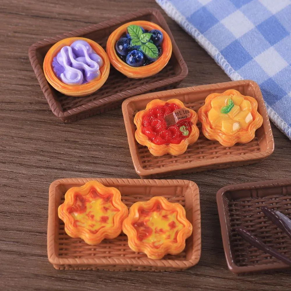 10pcs Miniature Dollhouse Ice Cream/Mango Egg Tart Fast Food Restaurant Scene Decor Accessories