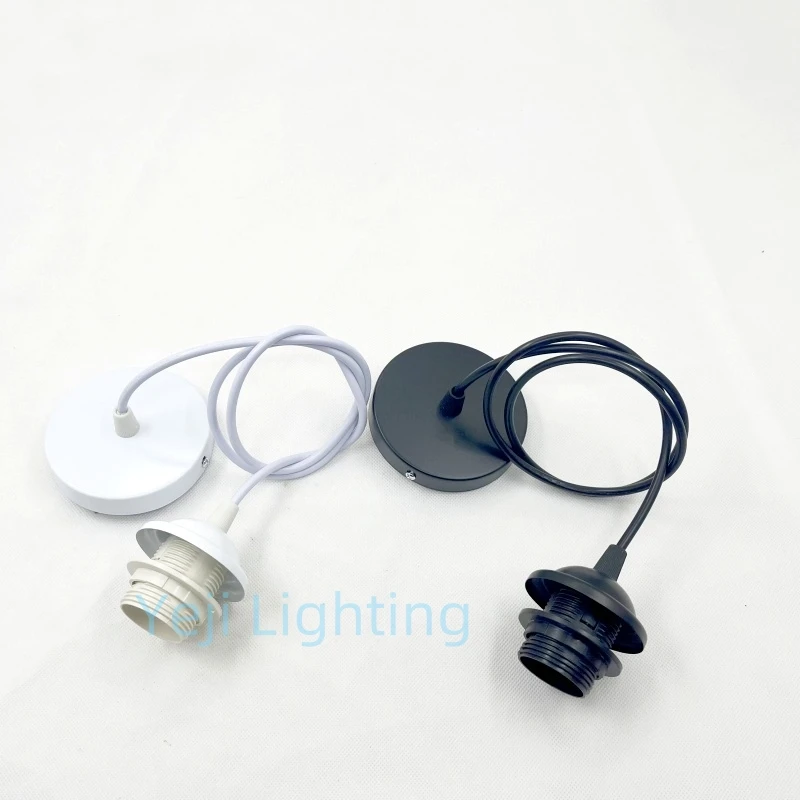 E27 Lamp Base Iron Ceiling Plate E27 Socket Lamp Holder Metal Ceiling Rose with Cable Wire For LED Pendant Light Lampshade DIY
